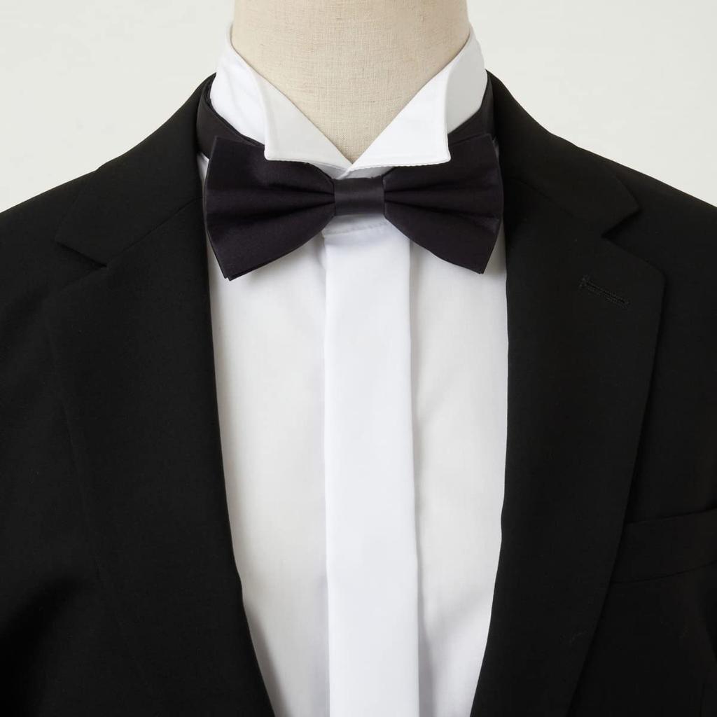 [Ojie] Bow Tie, 100% Silk, Solid Color, Formal, Wedding, Reception, Ceremonial Occasions, Party, Tuxedo, Black
