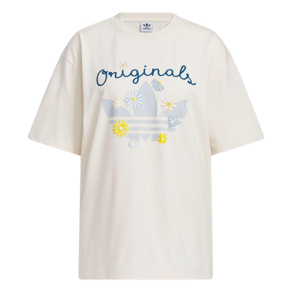 Adidas Originals Graphic Comfortable Casual Simple Versatile Moisture-Wicking Short Sleeve T-Shirt Women Tops Pink White KB8958