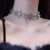 New Double Layer Pearl Choker Palace Style Silver Hip Hop Y2K Neckchain Collar Jewelry