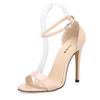 Sandali Sexy con Cinturino alla Caviglia Stampa Leopardo Tacco Alto Donna Punta Aperta Scarpe con Tacco Verniciate Scarpe da Festa