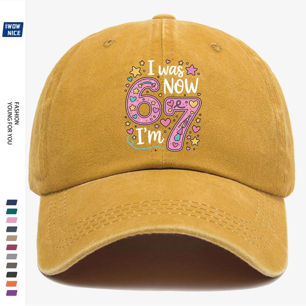 Pc Pink Color Painted Number Cm Baseball Cap I Was  Now IM Cm Text Stars Hearts Rainbow Decoration Graduati