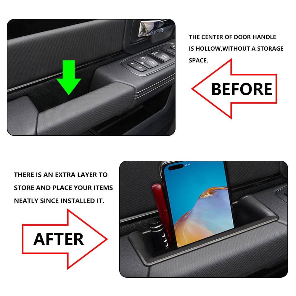 4Pcs Door Side Organizer Tray 2019 2020 2025 2025 2025 2025 2025, for Ram 1500 Door Pocket Insert 4 Pcs Door Side Storag