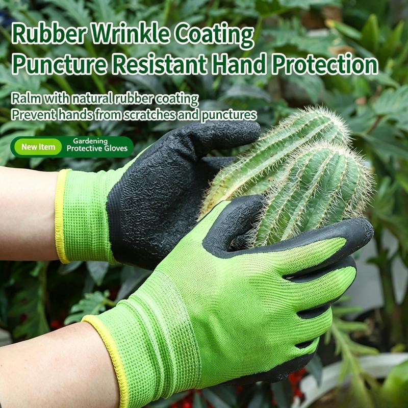 Garden Work Gloves Non Slip Rubber Coated Protective Gloves For Planting Pruning Gardening Work