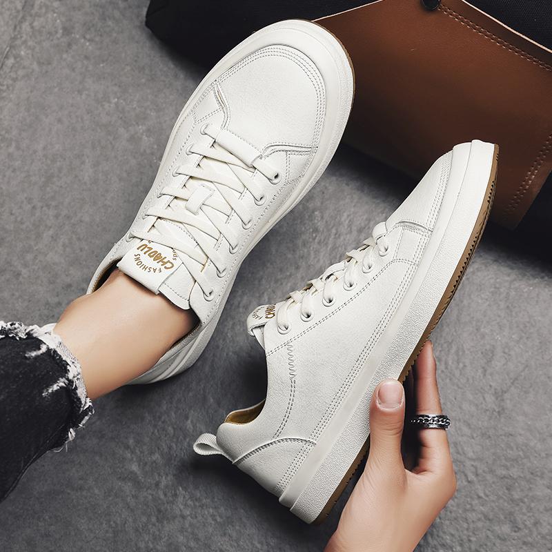 Genuine leather casual shoes for men fashion black Lace Up Outdoor Oxford Jogging Shoes Women's Skate Shoes men sneakers