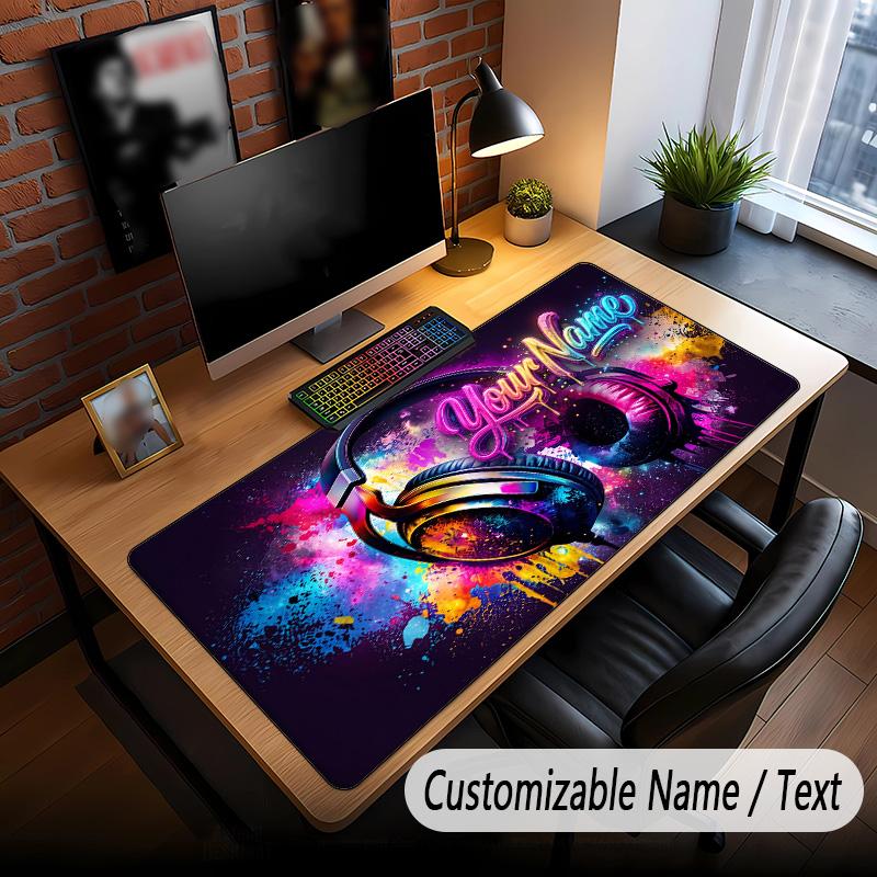 Music DJ Theme Custom Mouse Pad Personalized With Name Text Customized Desk Mat For Office Home Decor