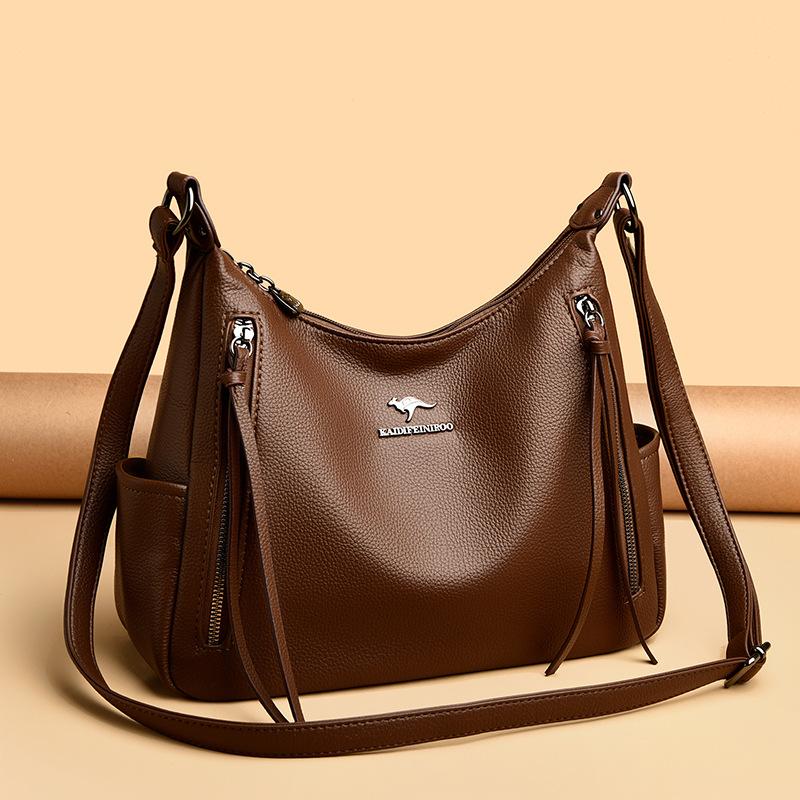 Retro Echtleder Achseltasche, Pendel-Einzelschultertasche für die Arbeit, Nische, Einfache und trendige Umhängetasche