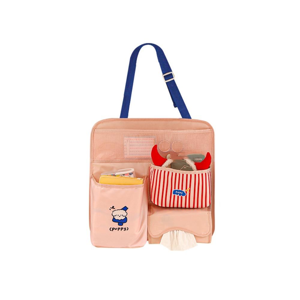 

Large Capacity Car Seat Storage Bag Cartoon Pattern Car Interior Organizer Back Seat Pink 2 Layers