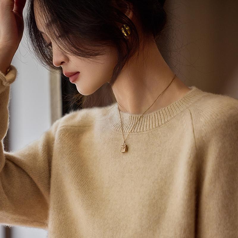 Women's Cashmere Sweater Qinghe Cashmere 30% Cashmere 70% Wool Autumn and Winter Pullover Warm and Fashionable