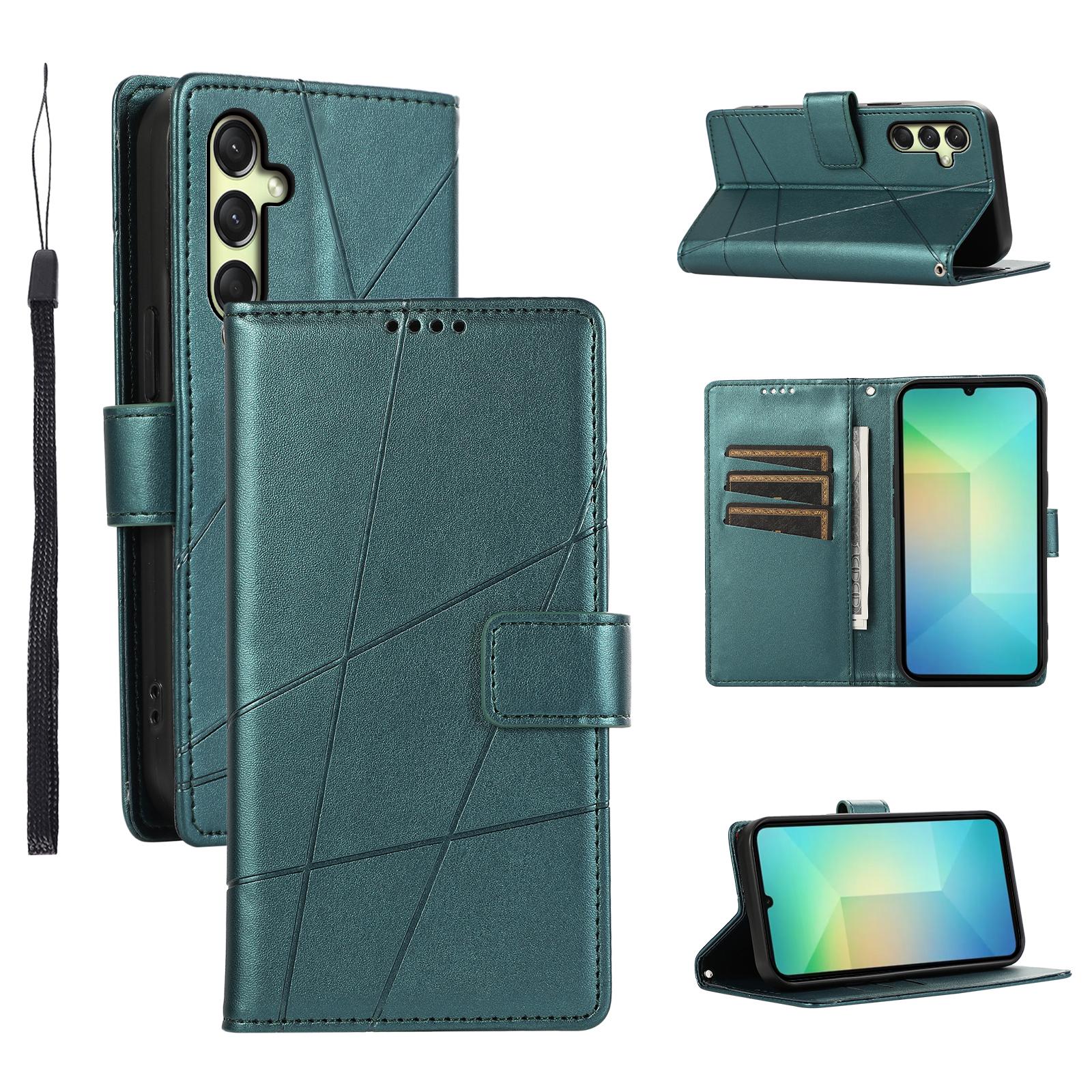

DF-06 For Samsung Galaxy A36 5G Phone Case Line Imprint Leather Wallet Cover Green
