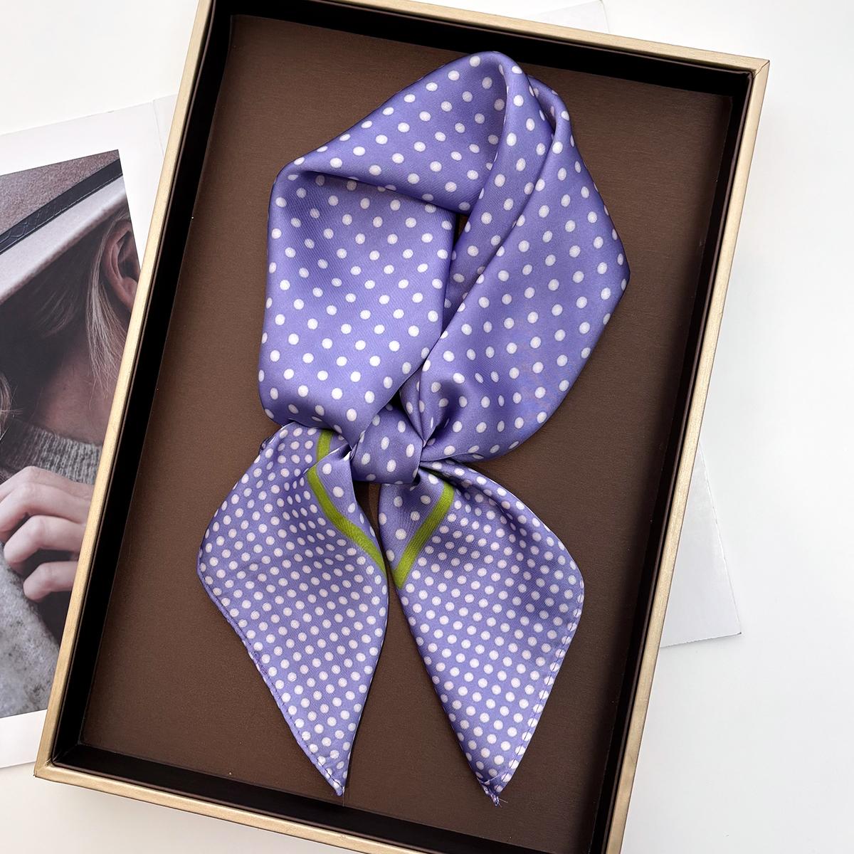 

Dot Print Women Square Scarf Silk Feeling Neckerchief Bandana Lady Spring Shawl Scarves Wrap Head Kerchief Hair Band Ties 70x70cm