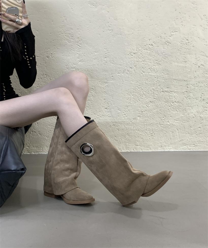

2025 new thin nightclub trousers boots but knee small trendy shoes straight polish autumn and winter women s boots 39 хаки
