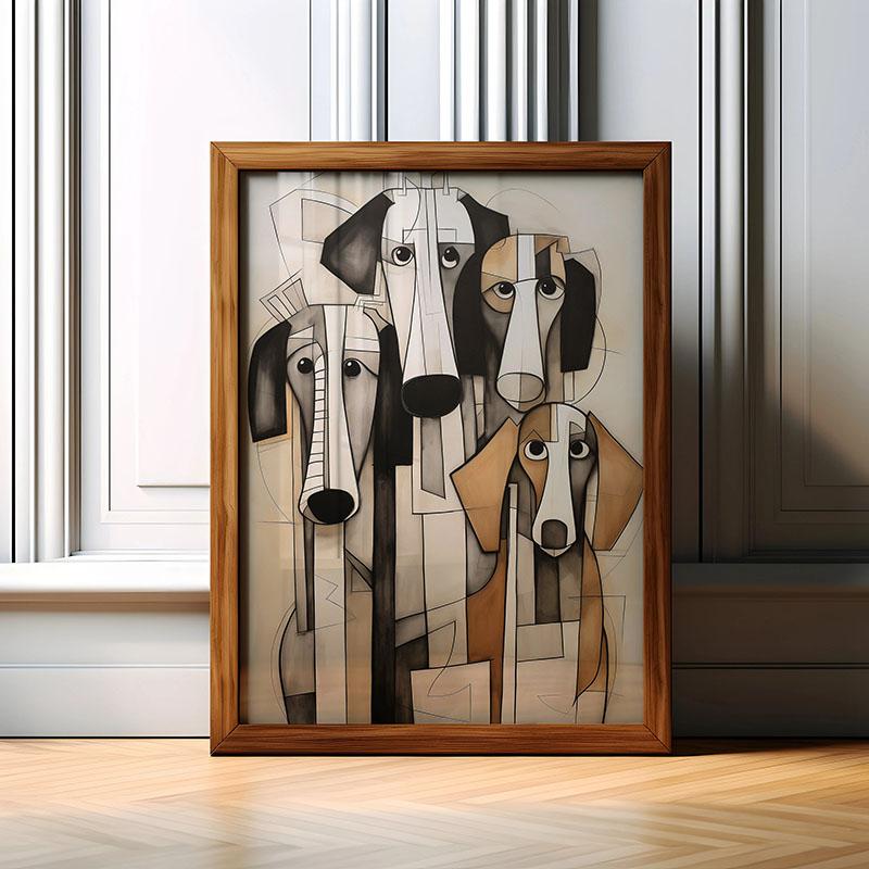 1pc Funny Lovely Dog Wall Art Print Retro Cute Dog Illustration Bathroom Living Room Bedroom Kitchen Decor