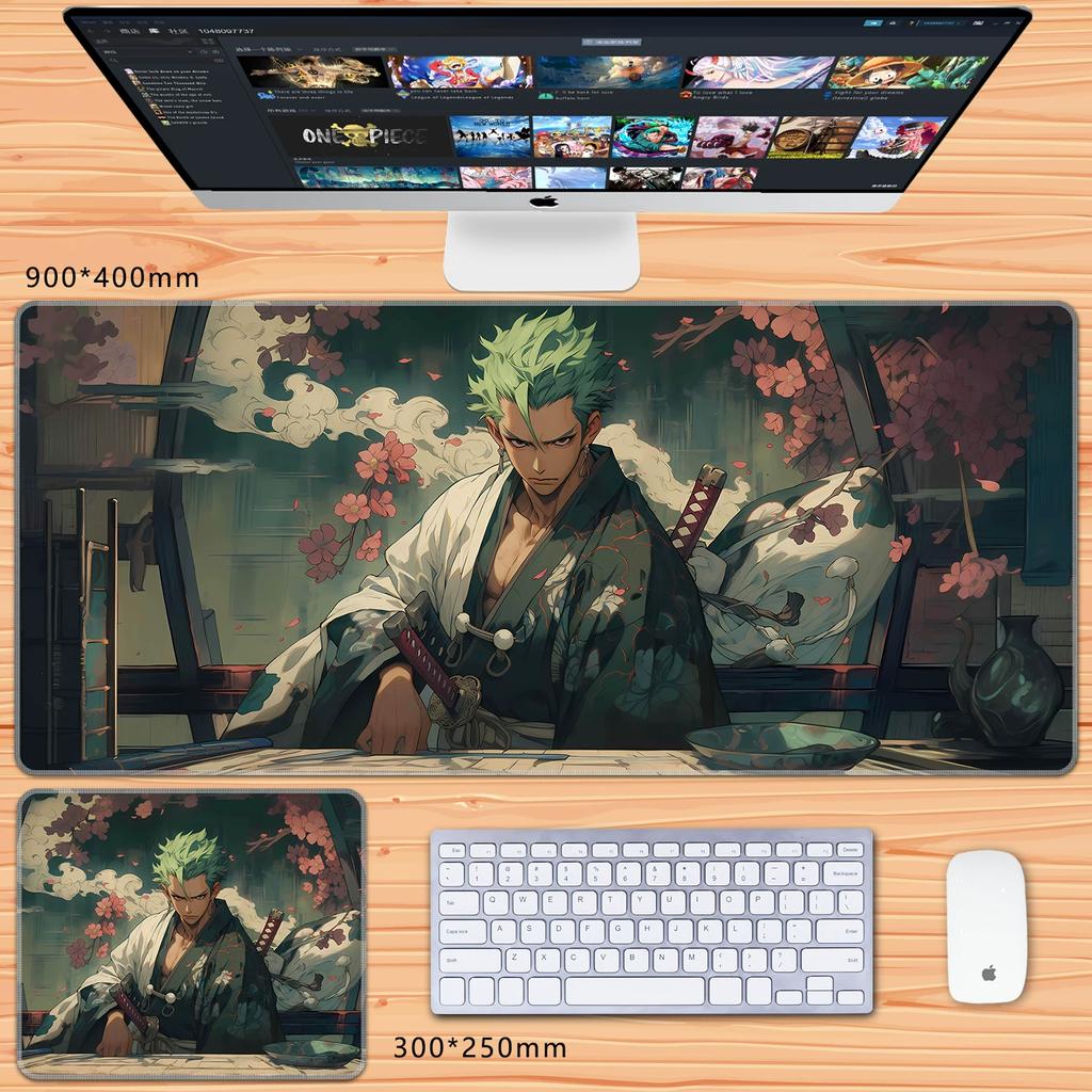 Oversized Chłopcy Anime Roronoa Zoro Dwuwymiarowy Duży Rozmiar Podkładka pod Klawiaturę do Gier Biurowa Podkładka pod Mysz Wysoka Rozdzielczość Anime ONE PIECE Skórzana Podkładka pod Mysz