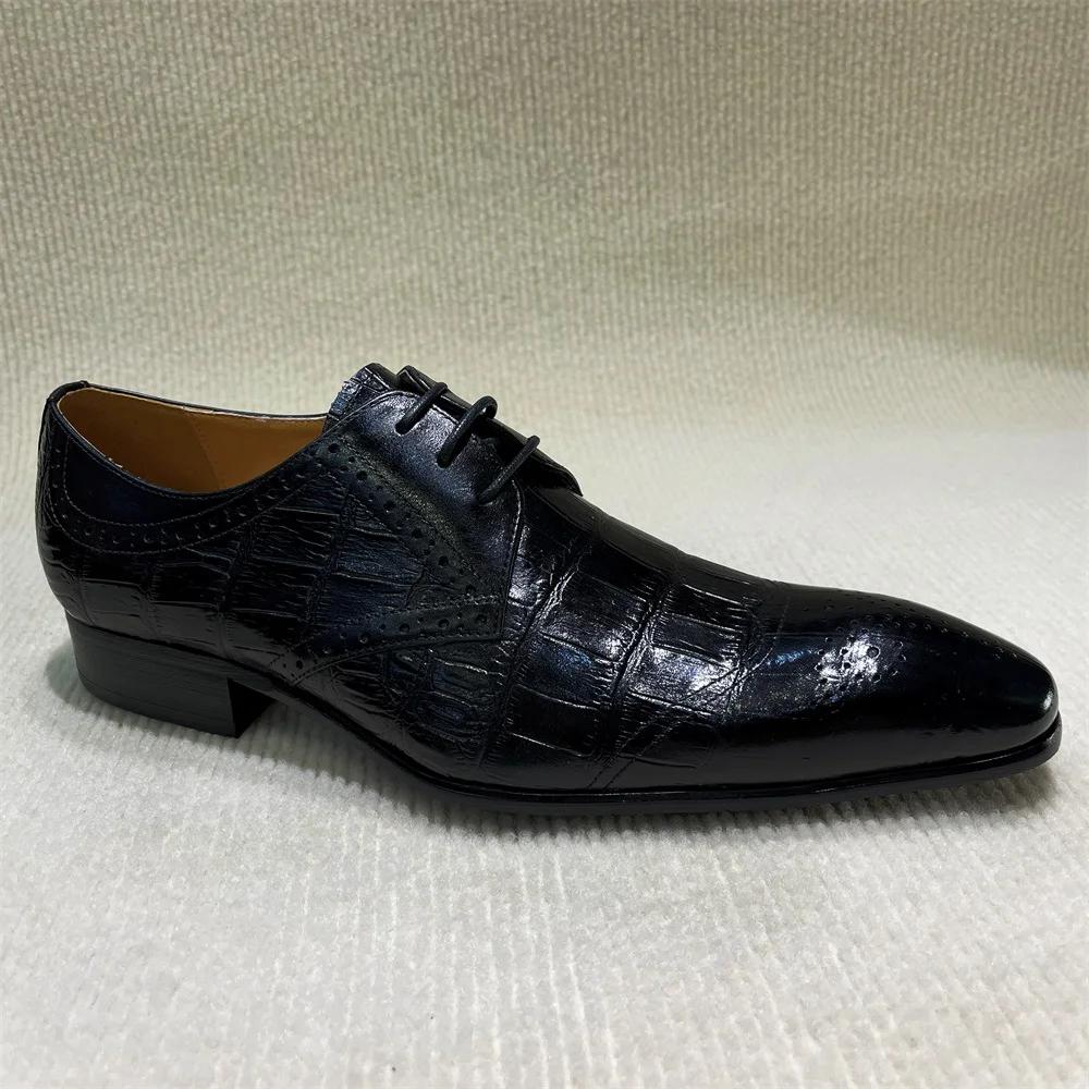 Men's Luxury Italian Leather Oxfords Shoes Brown/Black Lace-Up Wedding Business Formal New Fashion