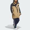 Adidas Originals FW23 Winter Collection Color Block Snap Button Mid-Length Hooded Cotton Jacket Men Outerwear Cardboard-Yellow IU4790