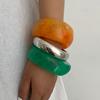 Fashion Irregular Smudge Gradual Change Resin Bracelet, Exaggerated Geometric Arc Acrylic Bracelet