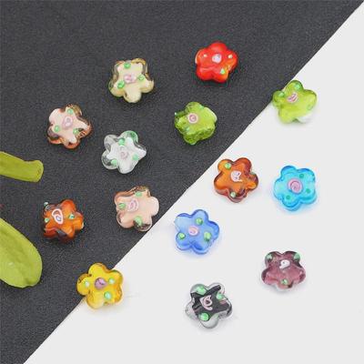Handmade Retro Flower Petal Glass Beads for DIY Jewelry