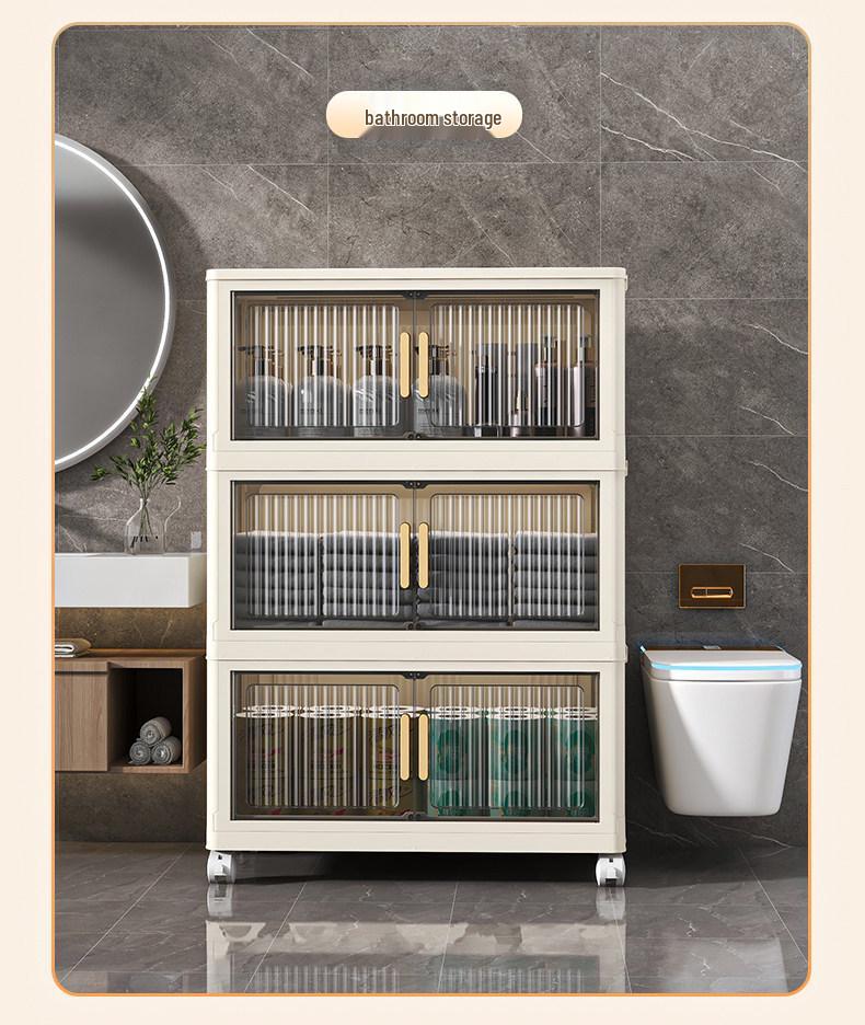 Folding Multi-Layer Plastic Storage Cabinet for Bedroom & Living Room