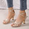 Fashion New Sandals Women's Ankle Strap Gladiator Sandals Women High Heels Cross Straps Gold Sandalias Mujer Summer Shoes Woman