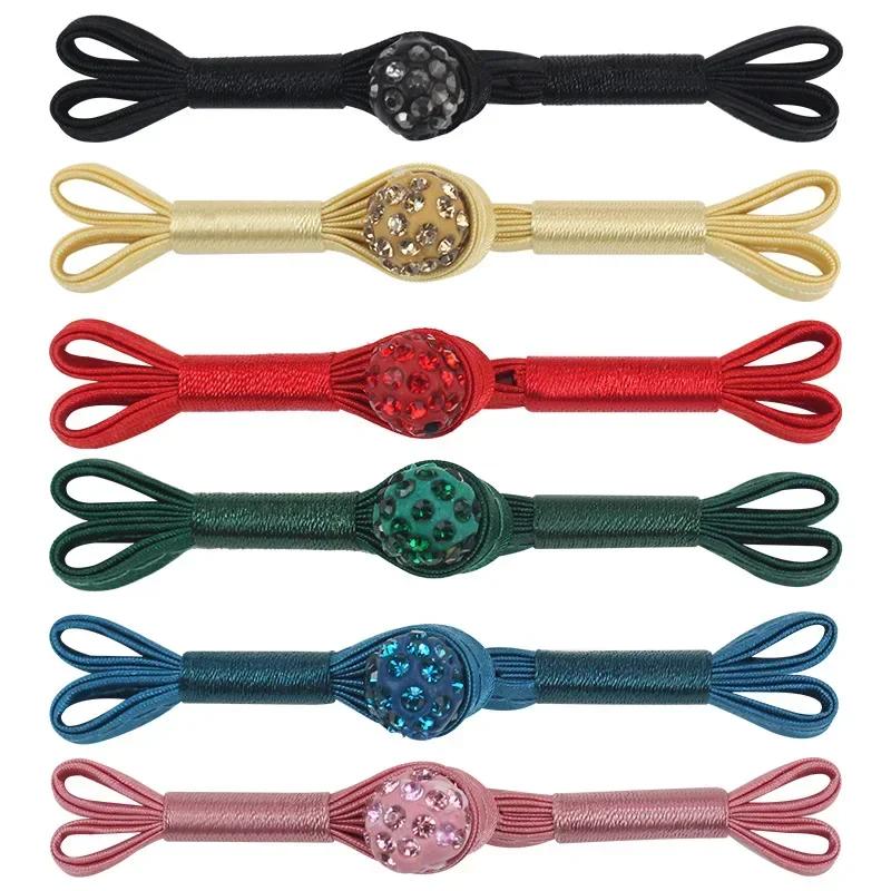5 Paia Bottoni Nodo Cinese in Tessuto Fatti a Mano Chiusura per Cheongsam Abito Tang Bottoni a Strisce Retrò per Collo Decorativi