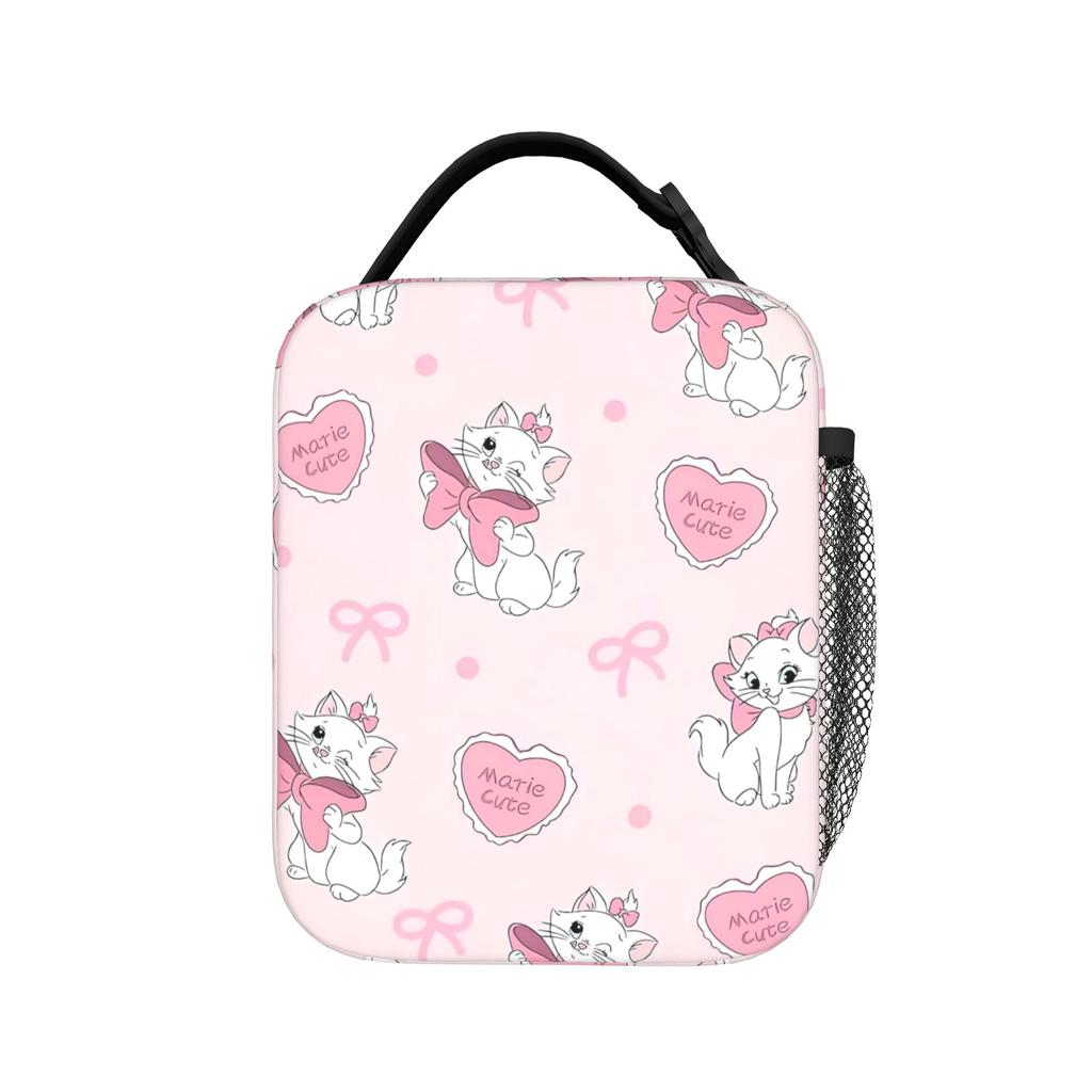 Maries Cat Insulated Lunch Bags Cooler Bag Reusable,Meal Container Cute Kitten Anime Large Tote Lunch Box Food Bag