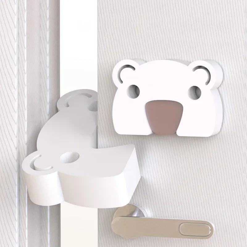 Baby Safety Door Stopper Home Toddler Anti-Pinch Hand Thick Door Block Cartoon Bear Kids Finger Protect White EVA Door Stoppers