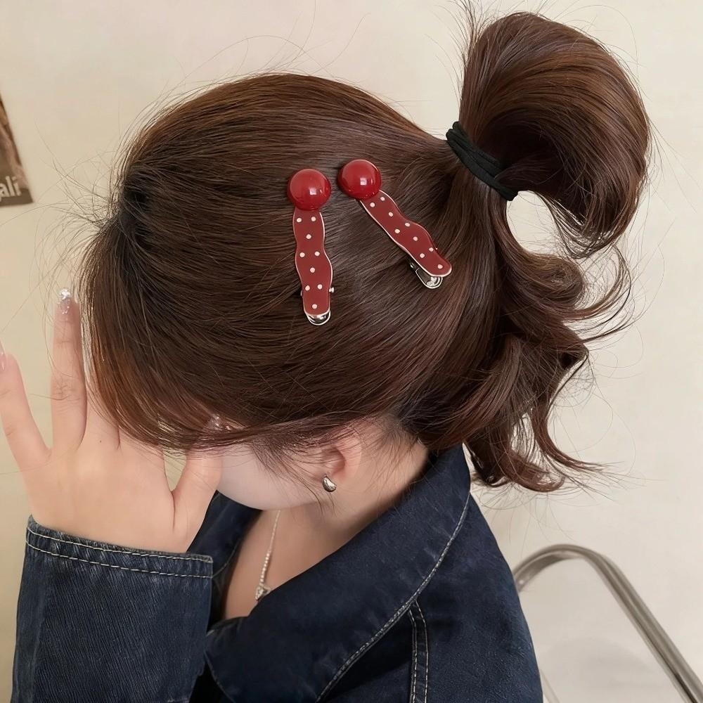 Red Retro Hair Clip Polka Dot Duckbill Hair Clips Sweet Bangs Clip  Hair Styling Accessories