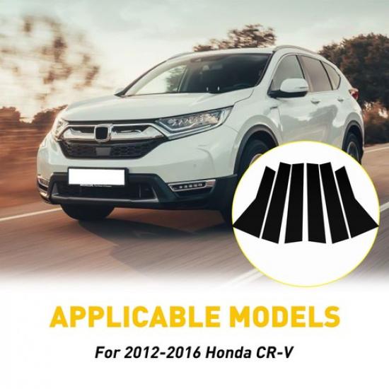 Set For Honda 2007- CR-V Black Pillar Posts Set Door Trim Piano Cover Kit US