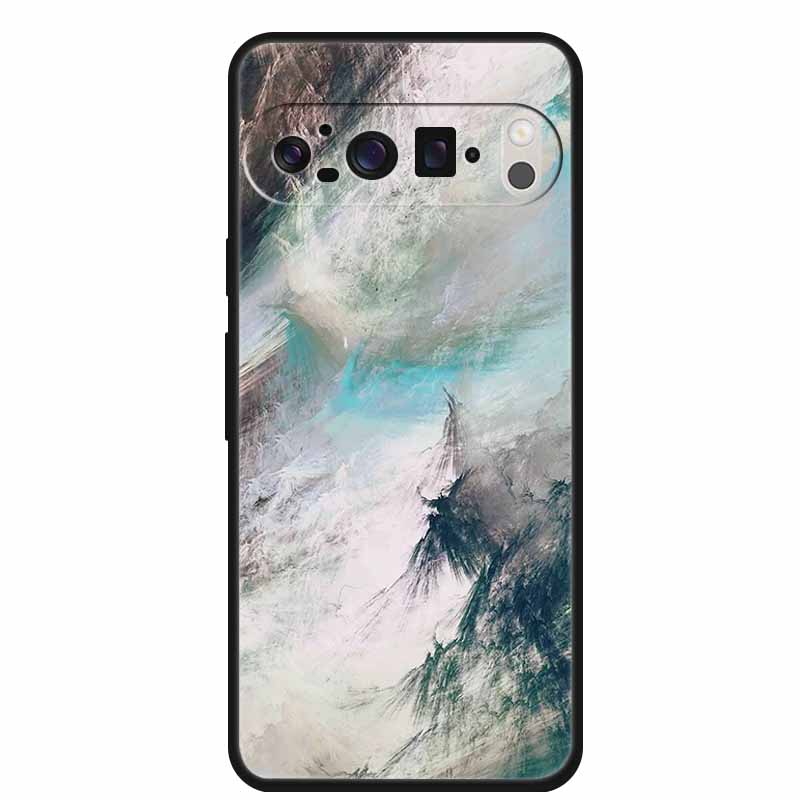 For Google Pixel 9 Pro XL Cellphone Case Luxury Protector Soft Silicone Cover for Google Pixel 9Pro XL Marble Soft Black Funda
