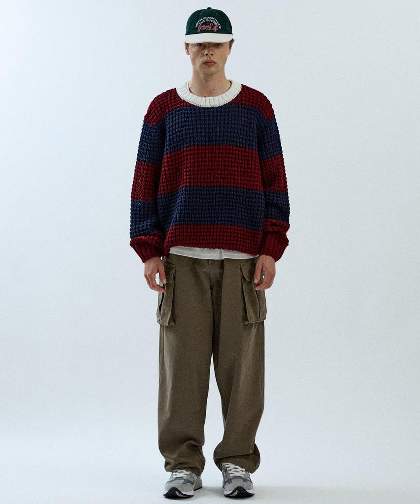 Pilpeu Striped Loop Knit 21(Deep Red)