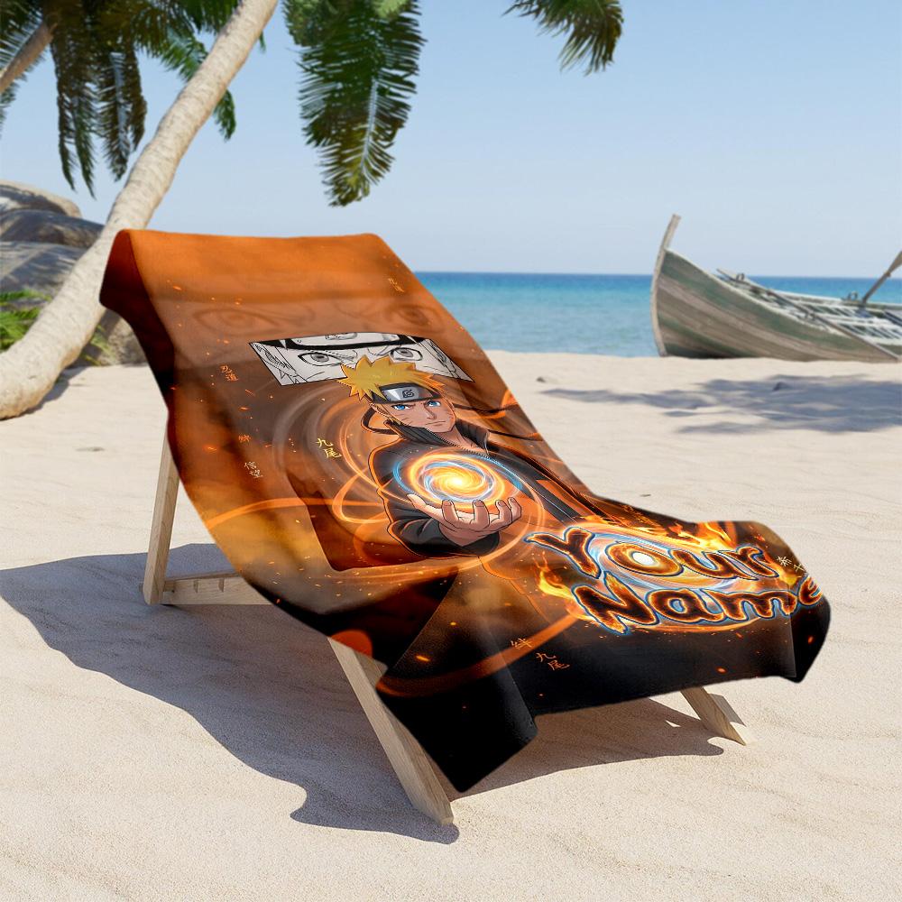 Naruto Character Customize Your Name Beach Towel High Absorbency & Quick-Dry Suitable for Sports Travel Swimming Yoga Bathroom Beach And Pool