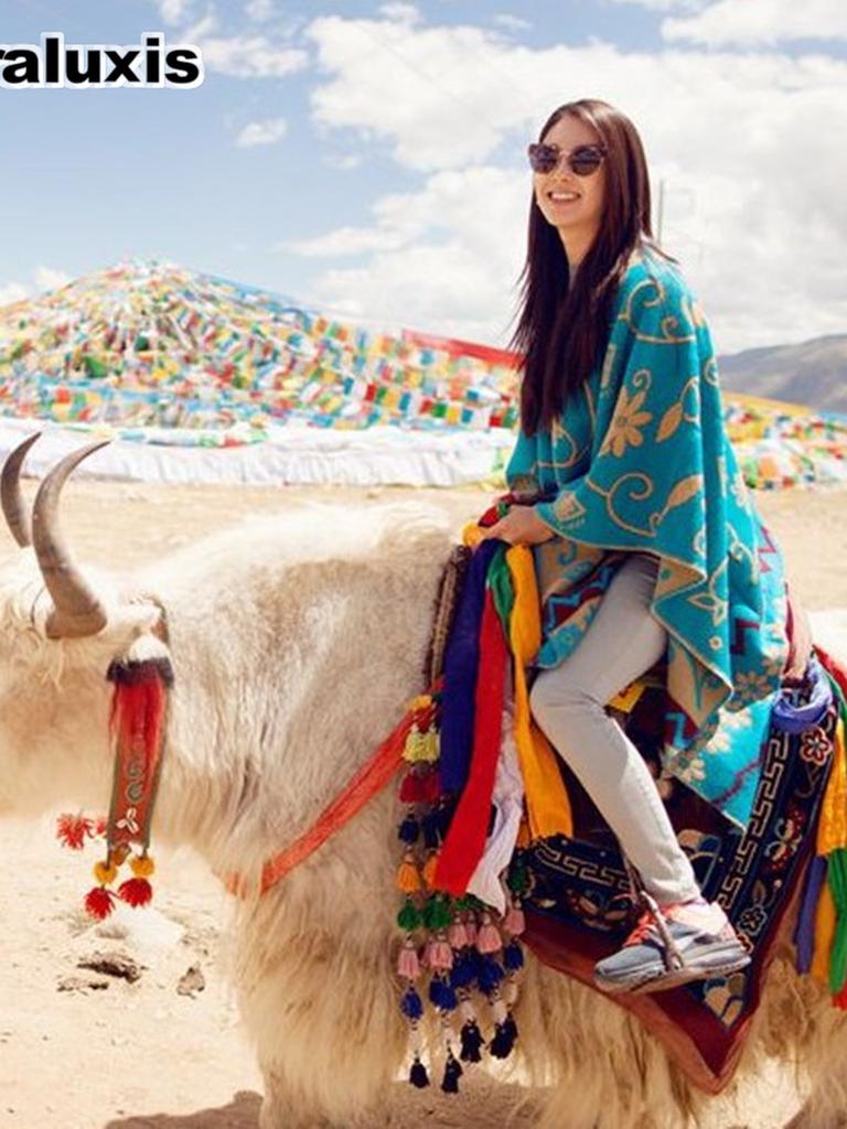 Card Salt Lake Tourism Oversized Fringe Shawl Women's Ethnic Style Thick Blanket