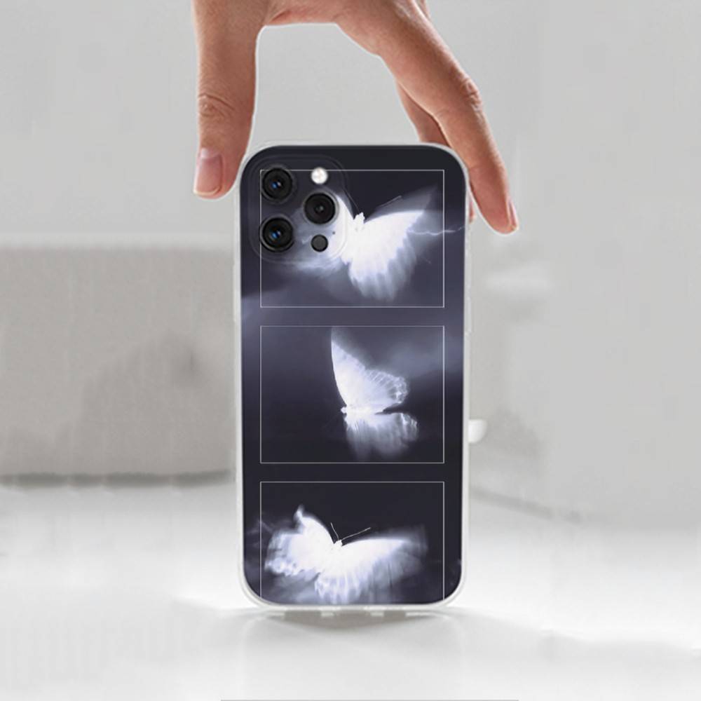 Ins Retro Butterfly Phone Case For iPhone,14,13,12,15,Pro,Max,Plus,11,17,16,X,XS,XR,SE,Mini Transparent Soft Cover