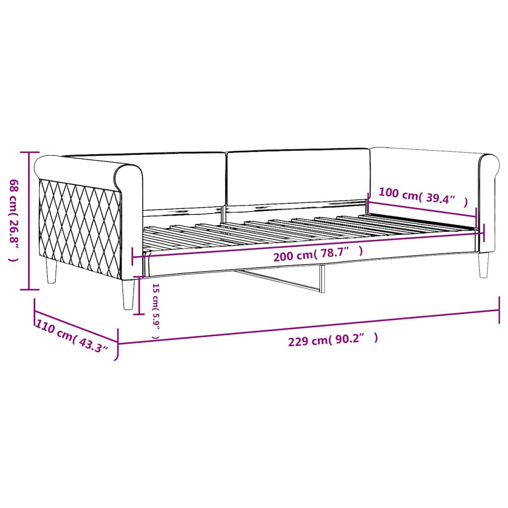 Vidaxl Sofa Z Funkcją Spania, Niebieska, 100X200 Cm, Obita Aksamitem