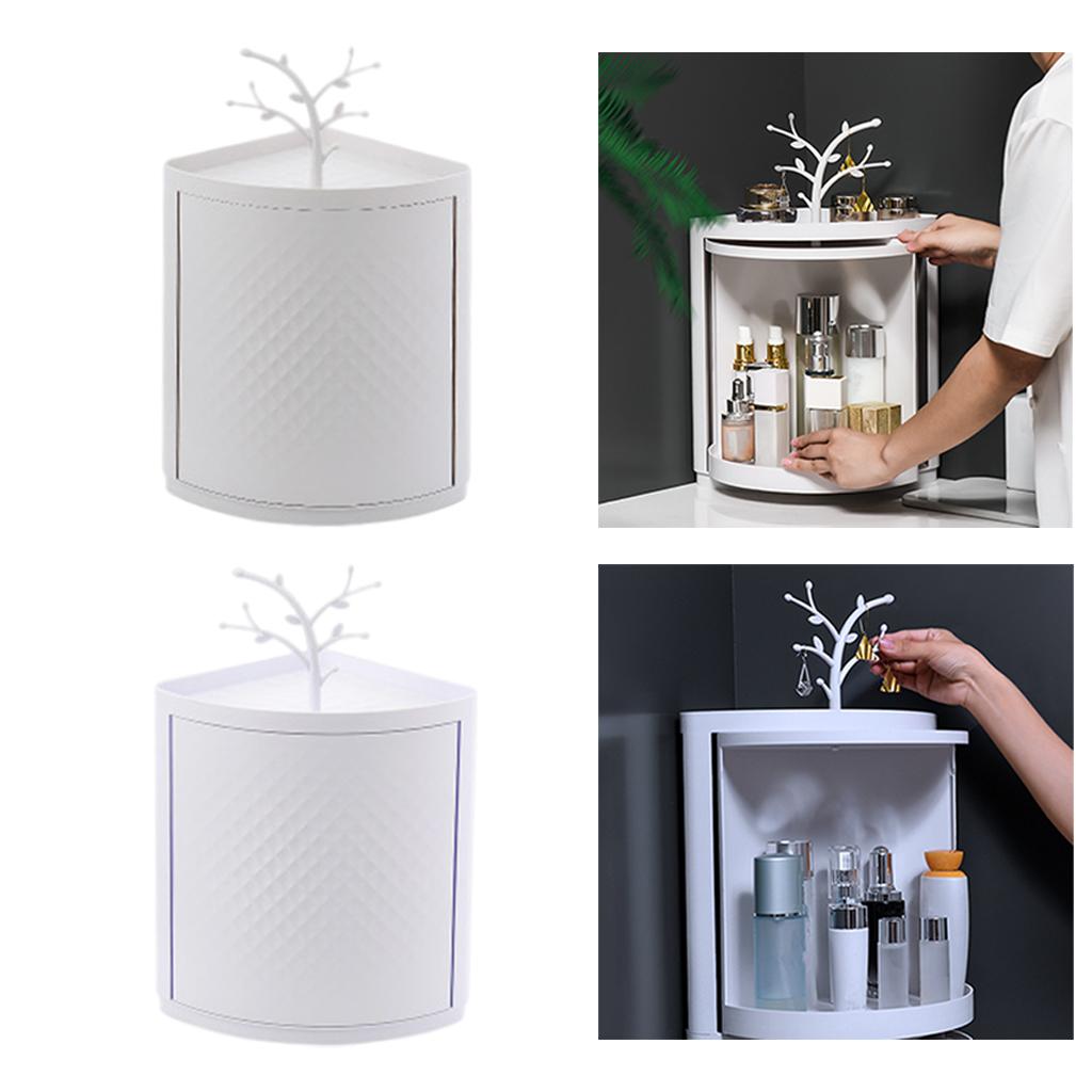 360° Rotating Multi-Function Corner Locker Holder Box Dust Wall Hanging Display Cabinet Bookcase