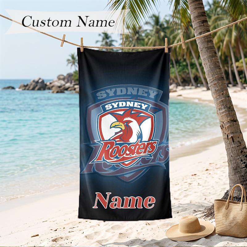 Sydney Roosters Custom Name Printed Beach Towel Personalized Soft Towel For Swimming Beach Travel