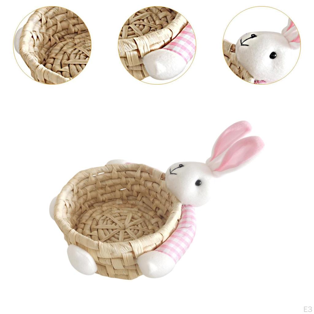 Easter Basket Candy Gift Empty Plate Hand-Woven Decorative Storage for