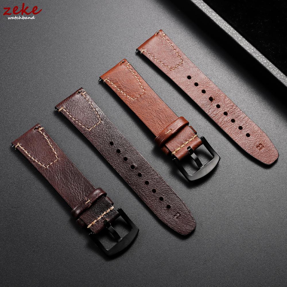 Vintage Brown Genuine Leather Watch Band Quick Release Retro Oil Wax Calfskin Strap for Seiko for Rolex 18mm 20mm 22mm Wristband