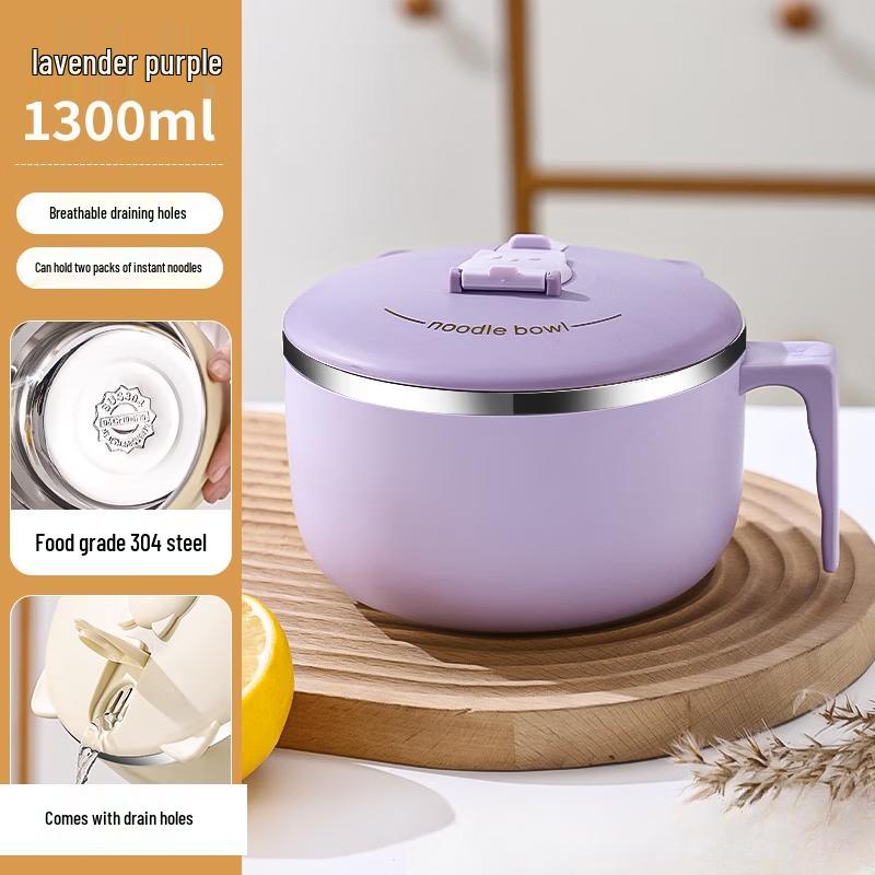 ZISIZ 304 Stainless Steel Instant Noodle Bowl with Lid