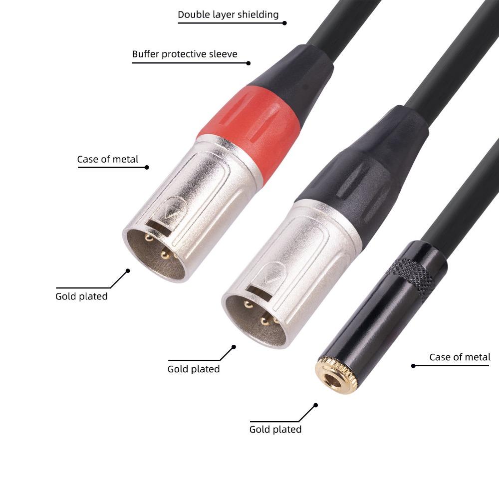 Plug and Play 3.5mm 1/8 To XLR Microphone Cable 3.5mm To 3Pin XLR Y Split Cable  Studio Equipment