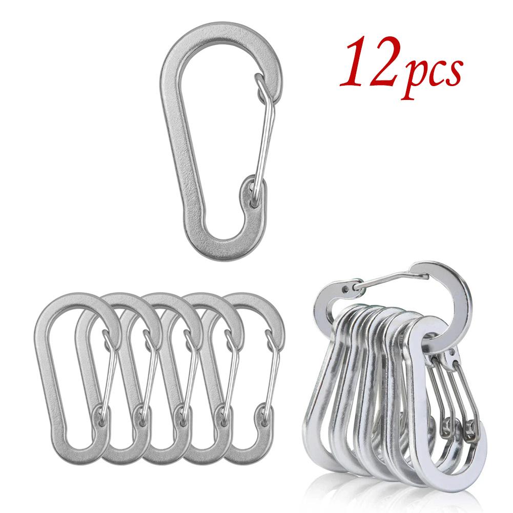 1/6/12pcs Aluminum Carabiner Clip Keychain Carabiners Lock Buckle Snap Outdoor Multi Tool Backpack Camping Hiking Fishing Hook