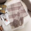 100% Wool Scarf High-end Women's Versatile Thickened Plaid Splicing Warm Scarf Dual-purpose