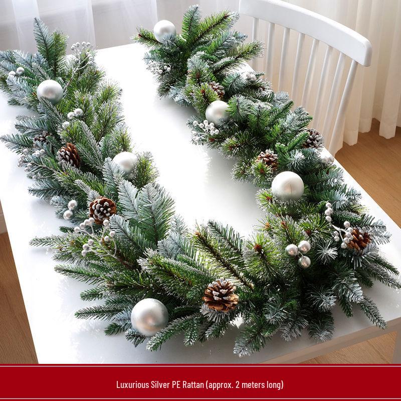 2025 Christmas Encrypted Rattan Wreath Hanging Ornaments for Door & Wall with Snow Scene Decor