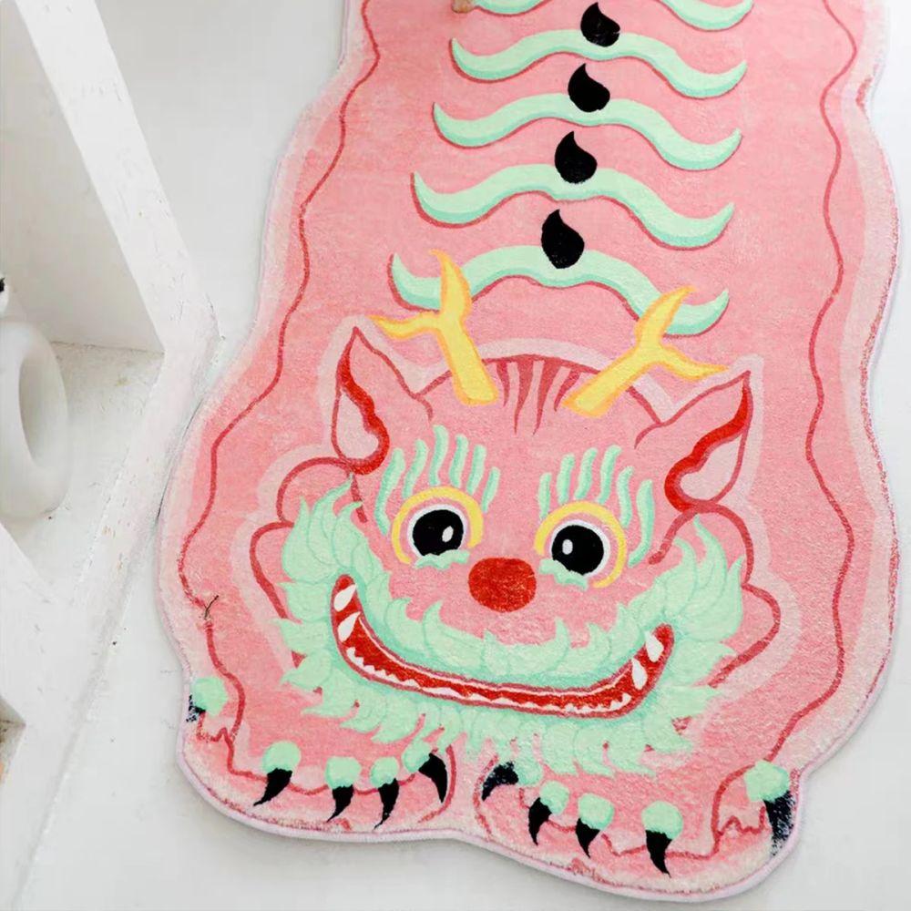 Pink Dragon Bedroom Rug Soft Fluffy Living Room Area Rug Home Decor Furry Children's Floor Mat