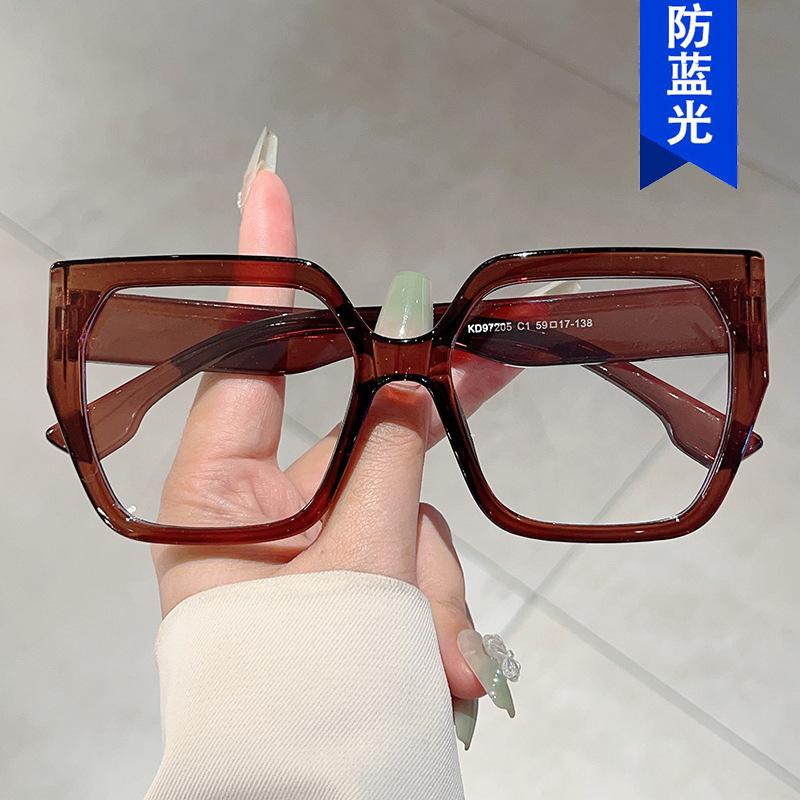 Simple polygonal flat glasses, new plain makeup, trendy fashion, anti-blue light glasses frame, retro glasses frame for women