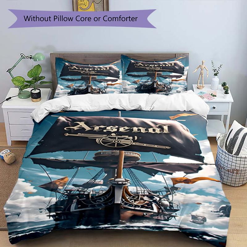 3pcs Duvet Cover Set (1*Duvet Cover + 2*Pillowcase, Without Core),football team.C Print Bedding Set, Bedroom Decor, All‑Season, Birthday Gift