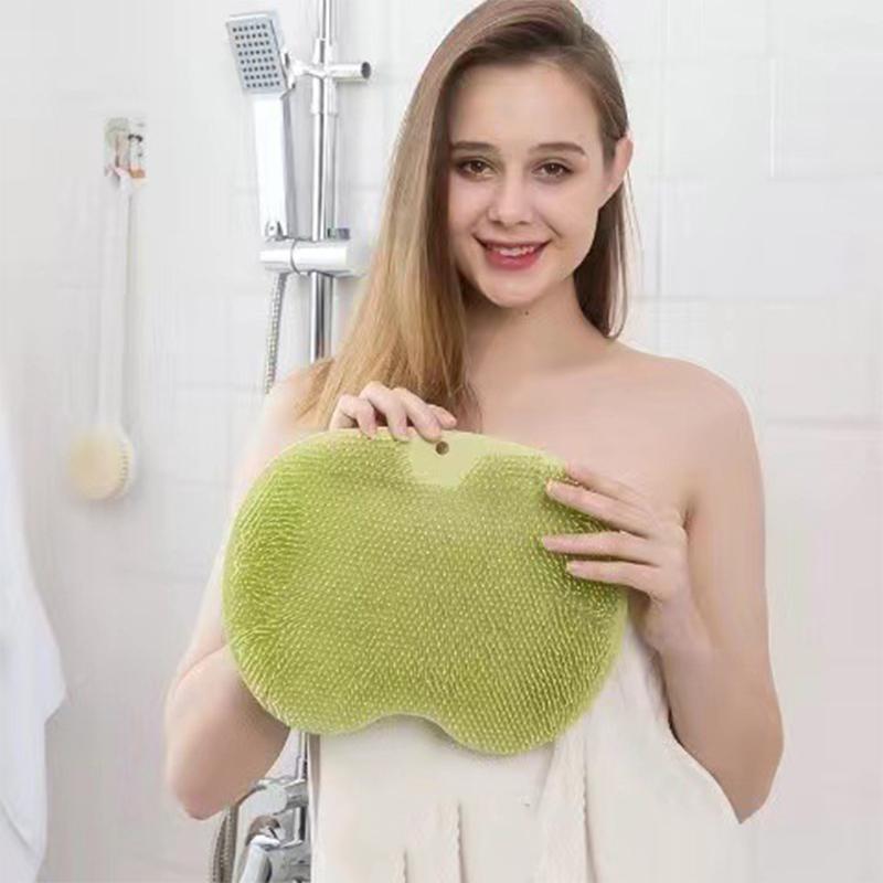 

Multifunctional Silicone Shower Scrubber Mat Suction Cup Back and Foot Exfoliator For Deep Cleansing And Massage зелений