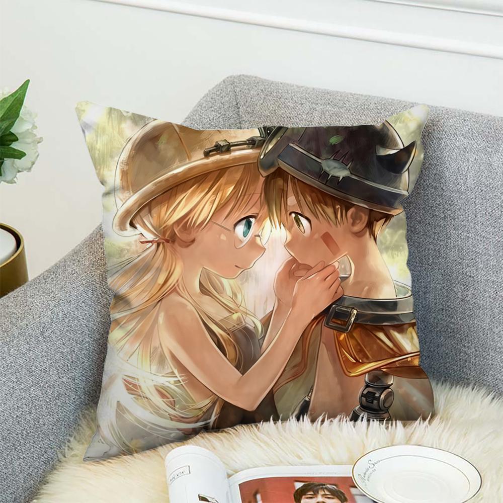 M-Made In Abyss Pillow Case For Car Sofa Decorative Home Double-sided Print Plush Square Throw Pillow Cushion Cover
