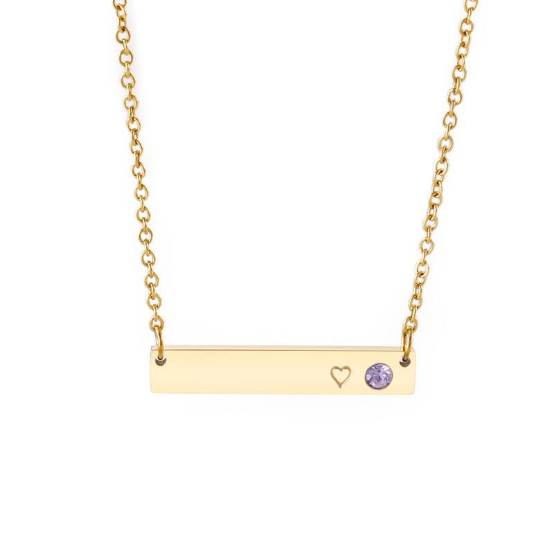 Doğum Taşı Kakmalı Çubuk Kolye Köprücük Kemiği Zinciri ile - Japonya ve Kore'den Kişiselleştirilmiş Takı.