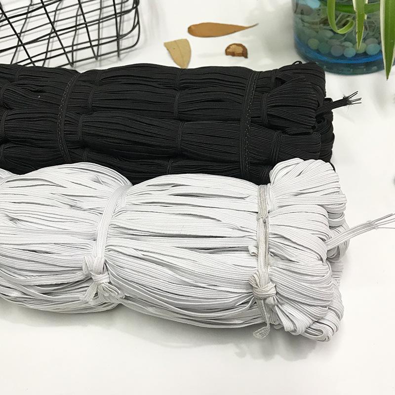 Black and White Flat Latex Elastic Band - Low Elasticity for Clothing